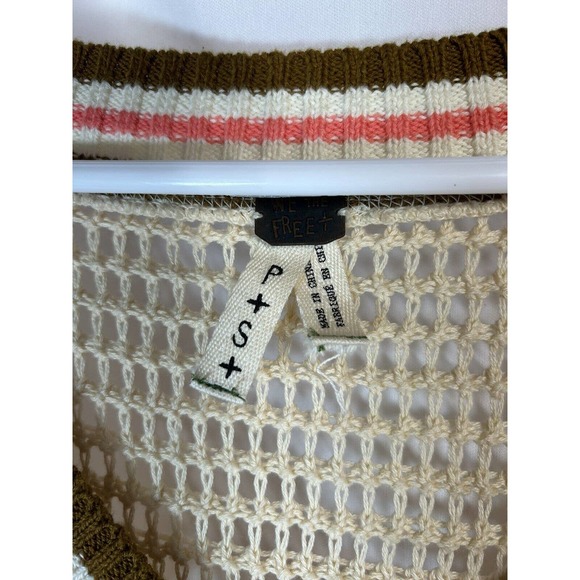 We the Free Sweater cream petite small Long Sleeve Loose Knit BoHo Free People - Picture 2 of 5